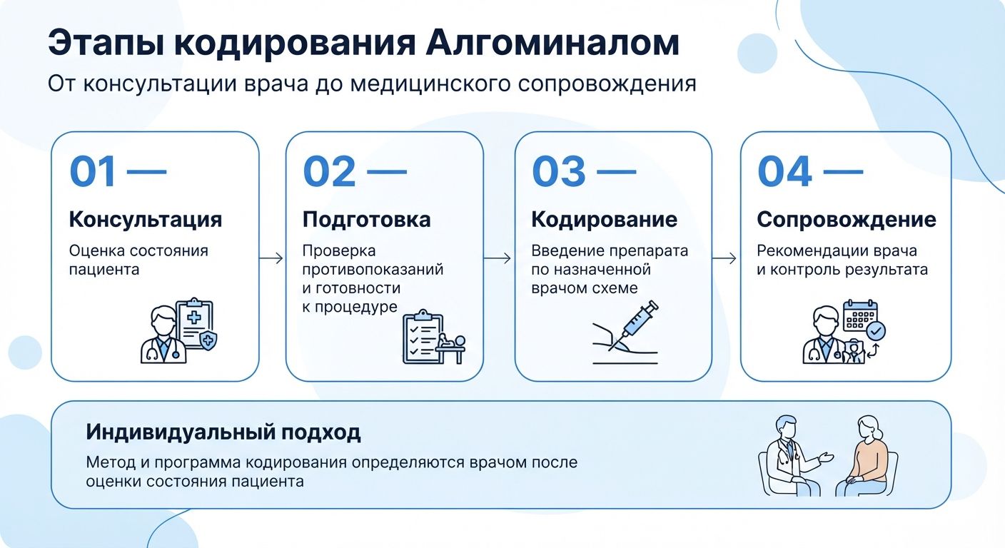Кодирование препаратом «Алгоминал» в Тарко-Сале инфографика